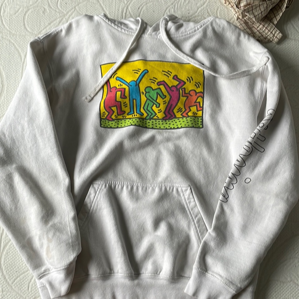 white sweatshirt with design